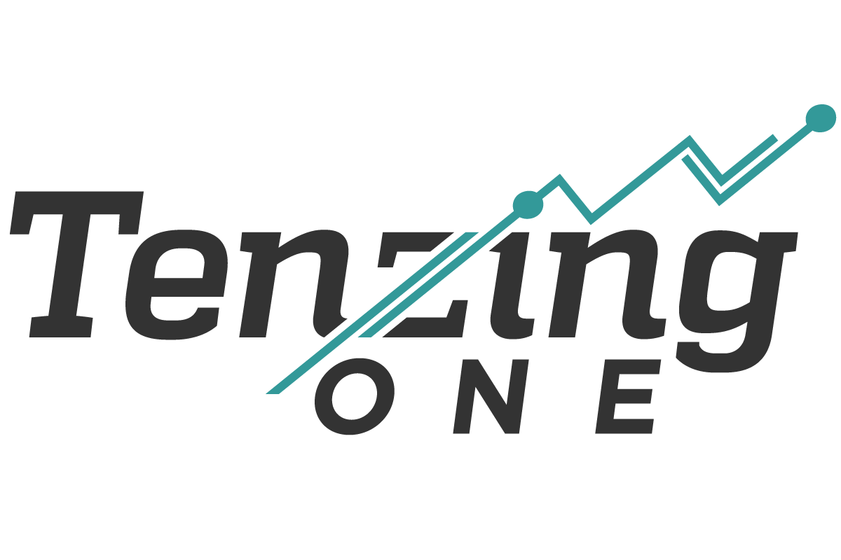 Tenzing One written with a graph scaling up in the shape of a mountain.